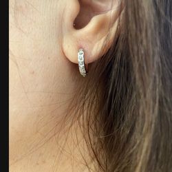 14k White Gold Earrings with Small Diamonds
