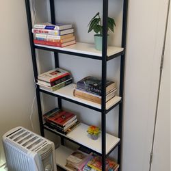 Bookshelf White Black 6 Shelves 