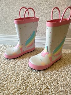 Cat & Jack Toddler Girl’s Sz 9 Rain Boots Unicorn Waterproof Brand New
