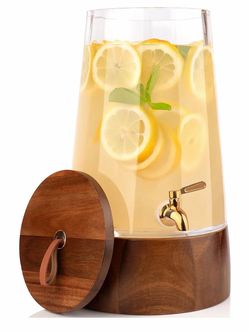 Glass and wooden drink dispenser