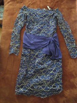 vintage rare pol' atteu blue/purple silk evening dress sz 5/6 NWT