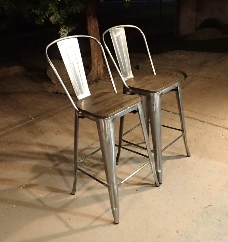 Set of 2 Carlisle Metal and Wood Bar Stools 29" Seat Height