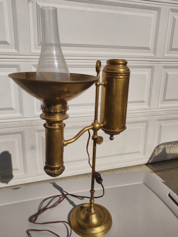 Original Early 1900s Student Oil Lamp Electrified 