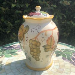 Cookie Jar or kitchen container With Grape Design