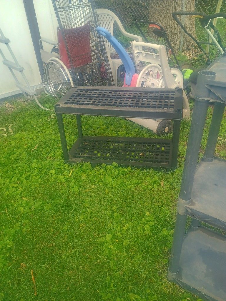 Plastic Shelf With 2 Shelves Black