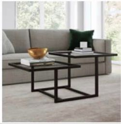 Black Modern Nesting Coffee Table | Metal & Glass