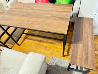 Industrial Dining Table and Bench Set