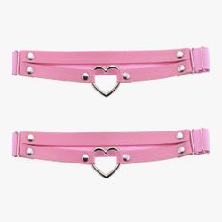 Adjustable Elastice Garter Belt PU Leather Women's Gothic Heart 2 Rows O Ring Leg Thigh 2pcs
- Halloween Costume Accessories - Strappy Lingerie -  $10