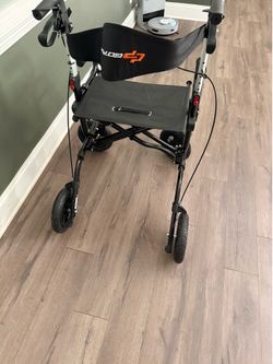 2-in-1 Folding Rollator Walker and Transport Wheelchair