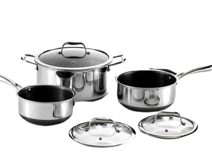 HexClad New Six Piece Commercial Cookware Pot Set.
