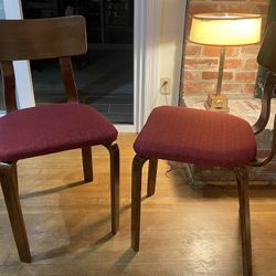 Vintage John Stuart Bentwood Mid Century Pair Chairs