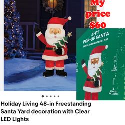 New in box Holiday Living 48-in Freestanding Santa Yard decoration with Clear LED Lights $60 cash only pick up east Palmdale 