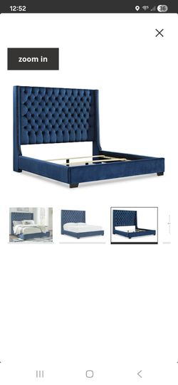 Ashley Coralayne King Velvet Upholstered Bed