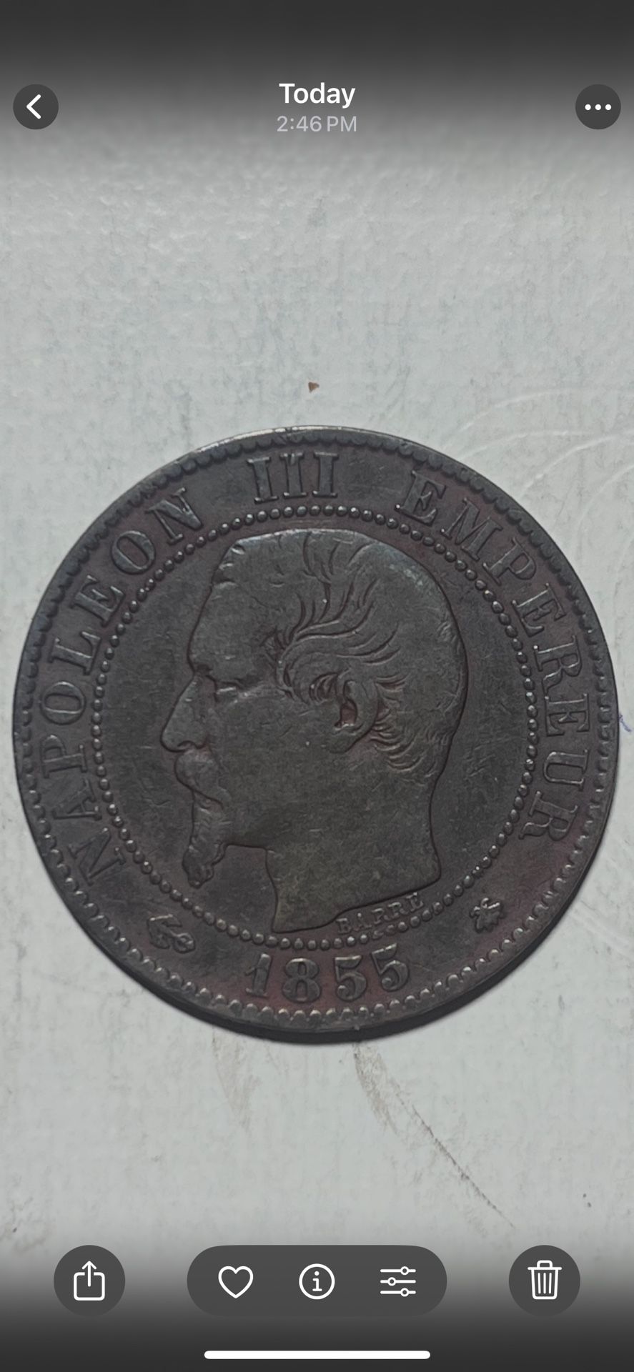 1855 BB  5 Centimes Coin France