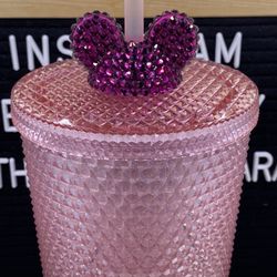 Fuchsia Mickey Straw Topper