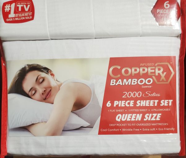 Infused Copper X Bamboo 6pc Queen Size Sheet Set  for Sale 