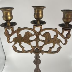Large Heavy Brass Lion Of Judah Candelabra And 1 More