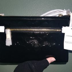 Black Patent Leather Coach Cross-body Purse