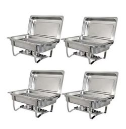 4 Pack Premier Chafers Stainless Steel Chafing Dish 11 Qt. Full Size Buffet Trays