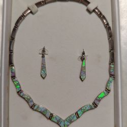 Begay Calvin Sterling Silver Opal Necklace Vintage