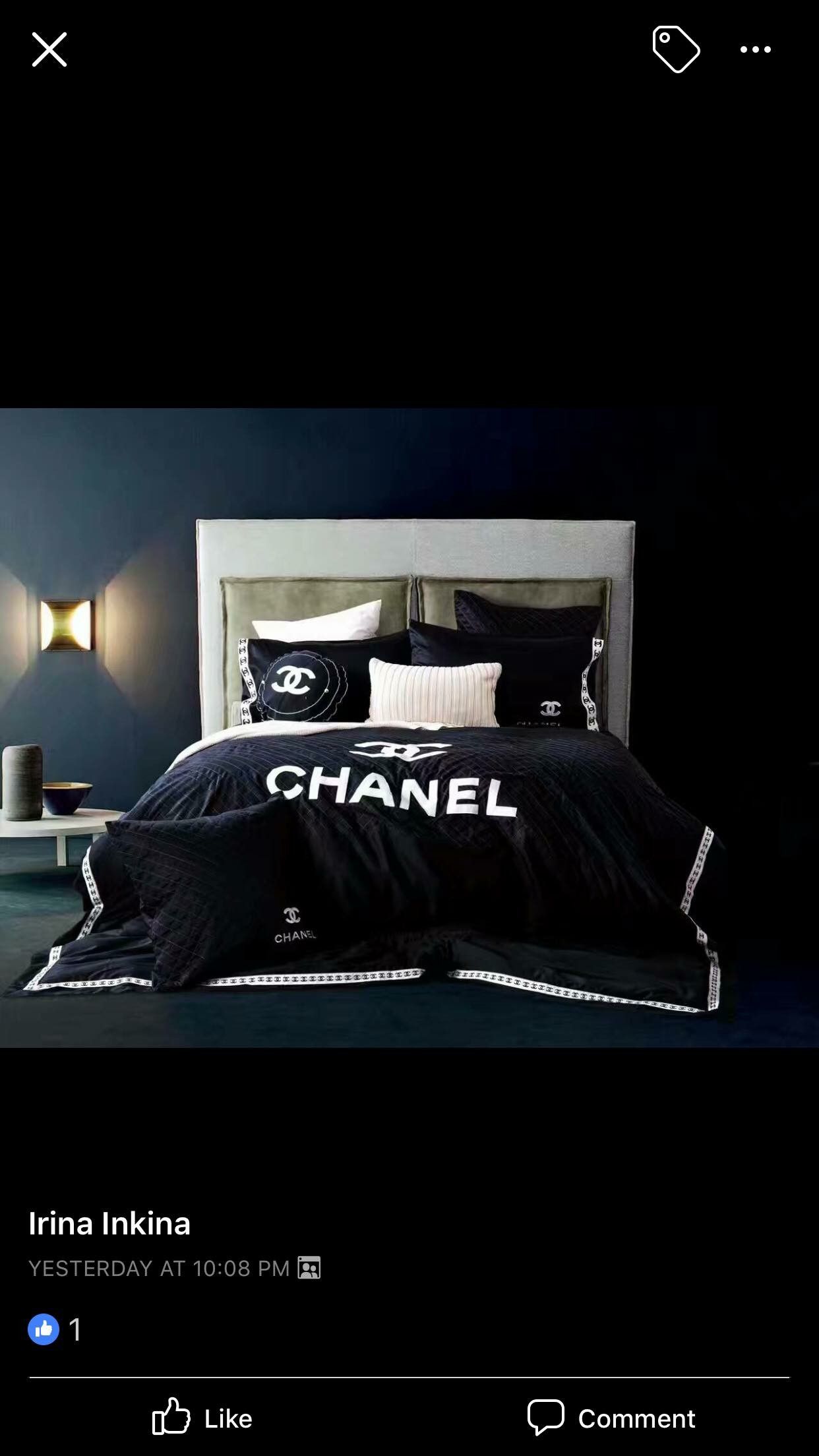 Bedding set logo brand Chanel black/white king size