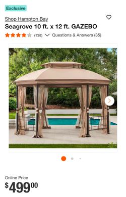 NEW Hampton Bay Seagrove 10x12 ft Outdoor Gazebo