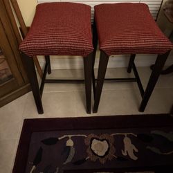 Two Covered Metal Stools