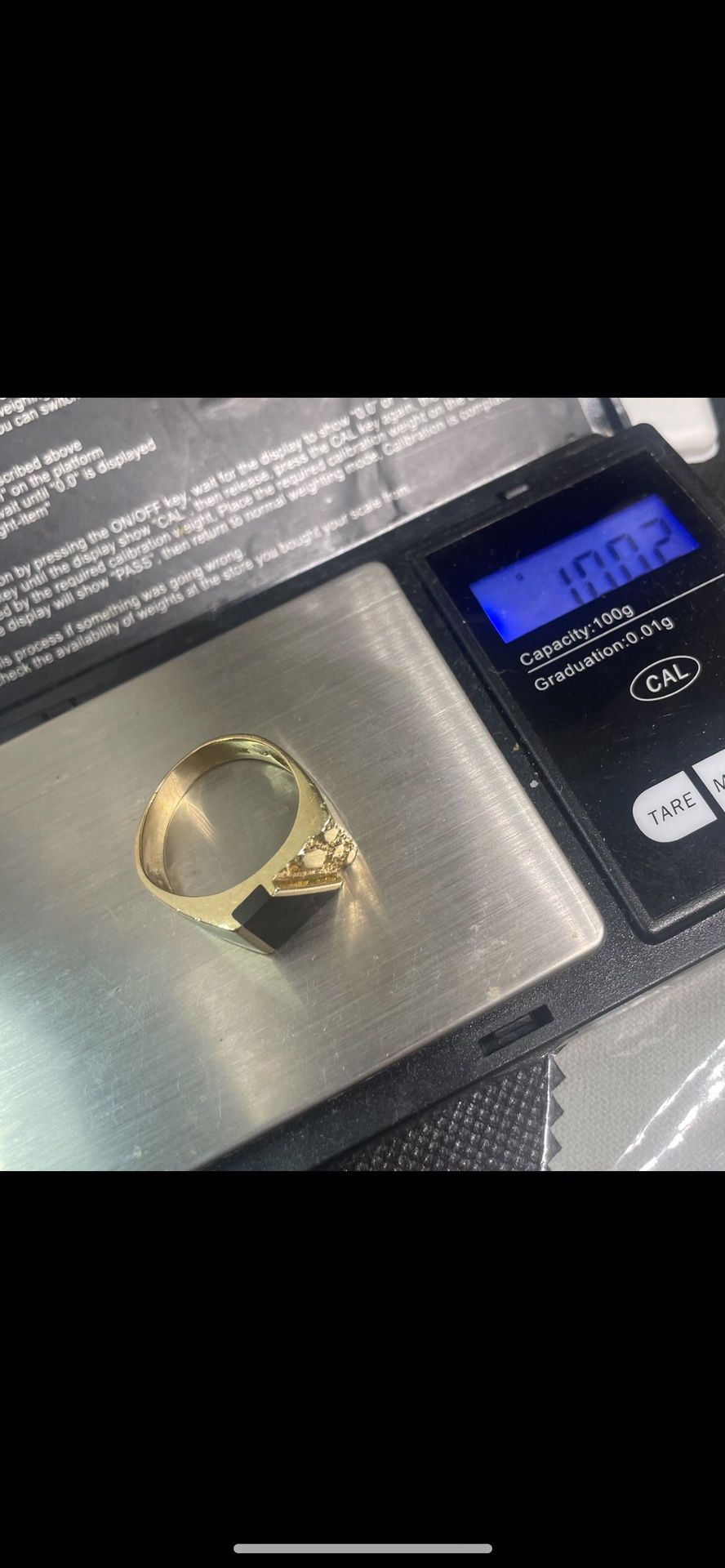 14k Gold Black Onyx Nugget Ring