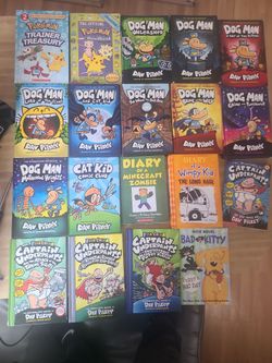 Dog man,captain underpants pokemon,diary of a wimpy kid and bad kitty book lot