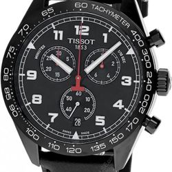 Tissot PRS Chrono 45mm Black Dial Leather Men's Watch T131.617.36.052.00