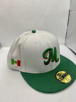 Mexico embroidered Mexican Flag White Green Hat New Era 59 Fifty Fitted 7.5 59.6