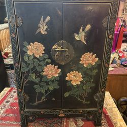 Carved Asian Cabinet As is Not Perfect Look Closely 