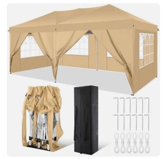 10'x20' Pop Up Party Tent Gazebo Wedding Canopy with 6 Sidewalls, White