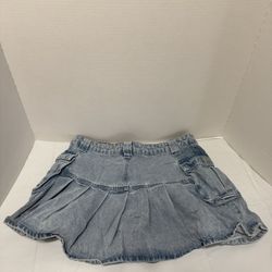 Forever 21 Light Wash Denim Circle Skater Mini Skirt