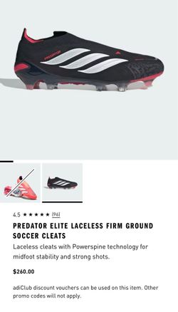 Adidas Predator Elite Laceless FG Soccer Cleats Men’s 9.5