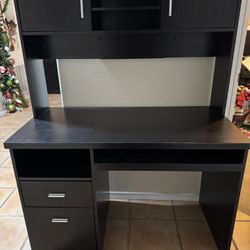 Modern Black Desk with Hutch – $100 OBO