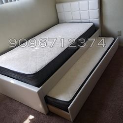 Twin twin Size white trundle with orthopedic mattress
