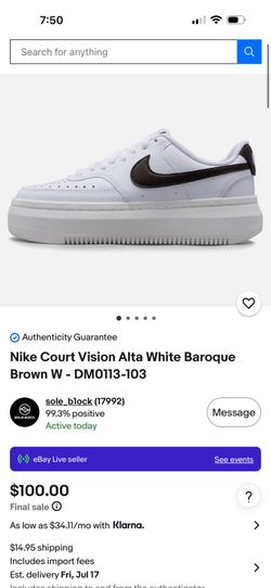 Nike Platform White & Black size 7.5 shoes