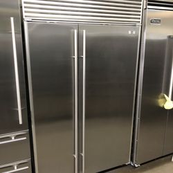 Sub Zero Built In 48” Stainless Steel Refrigerator Side By Side 