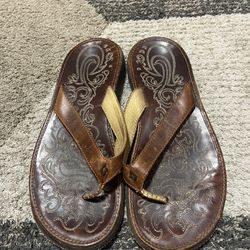 Olukai Panolo Women’s Brown Leather Sandals Size 7