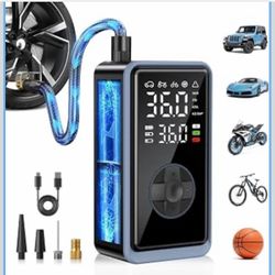 Tire Inflator Portable Air Compressor - 150PSI Cordless Air Pump for Car Tires, Portable Tire Inflator for Car, Air Compressor with Pressure Gauge/LED