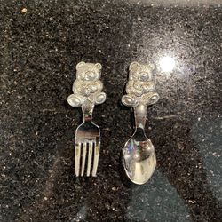 Vintage Teddy Bears Child Spoon & Fork Set