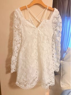 White lace mini dress