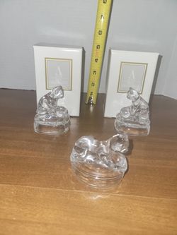 Vintage Avon Cats Set Of 3 24% Lead Crystal with 2 boxes