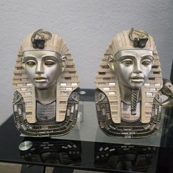  Egyptian King Tut Tutankhamun Mask Pharaoh Glass Mirror Mosaic 10" Set of

