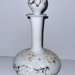 Antique Victorian White Milk Glass Decanter