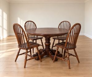 Wood dining table and chairs