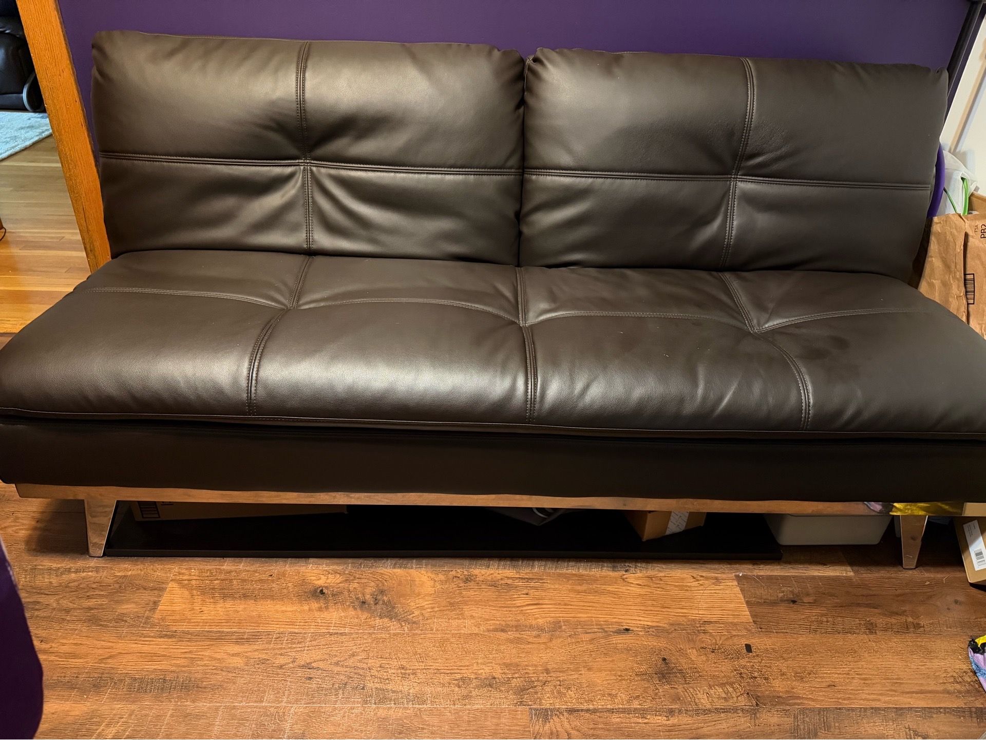 Leather couch/futon w/ottoman (Costco)