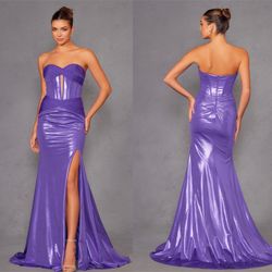 New With Tags Metallic Cut Out Long Formal Dress & Prom Dress $239