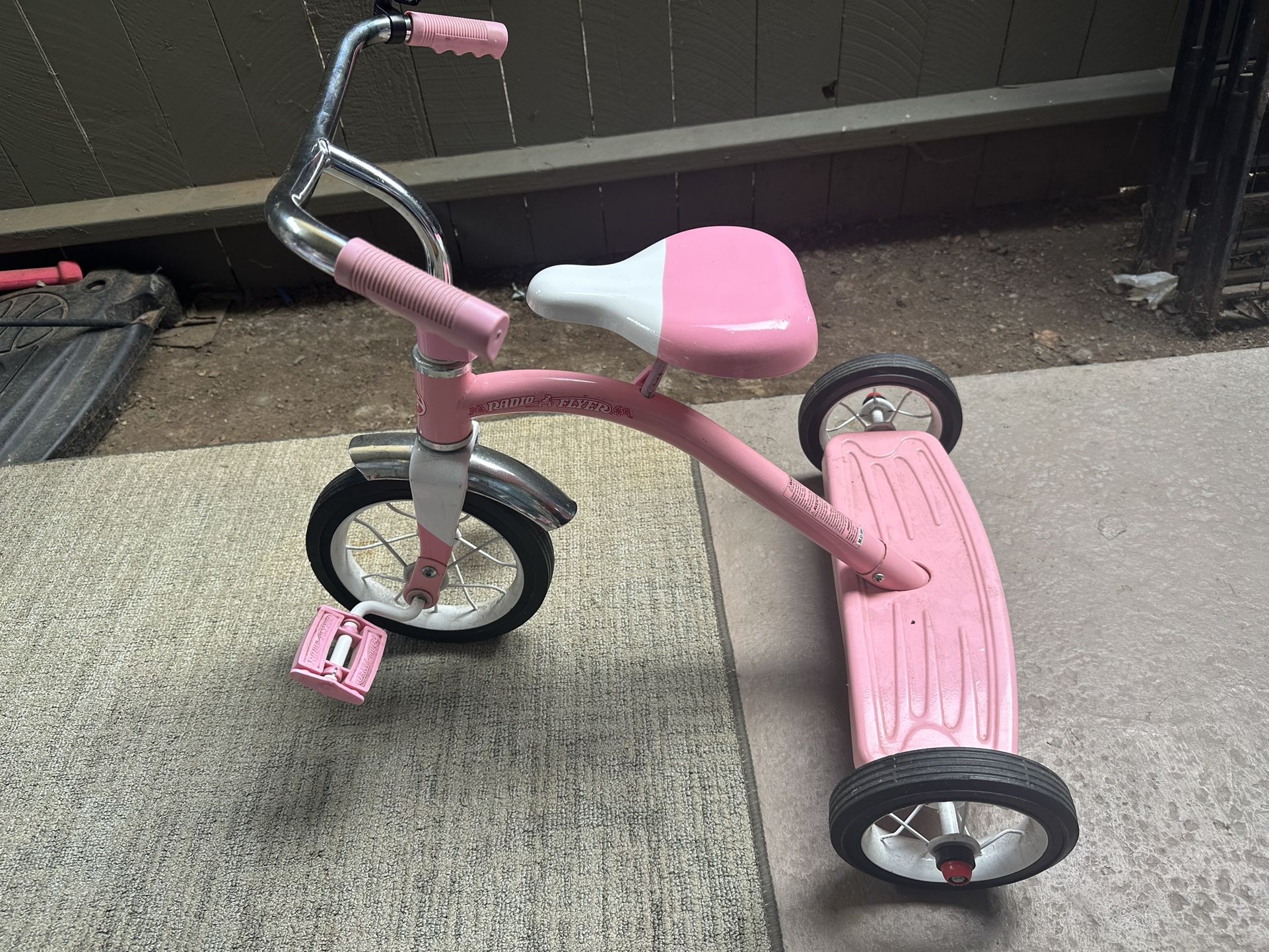 Vintage Radio Flyer Tricycle Pink And White Original Logo Steel